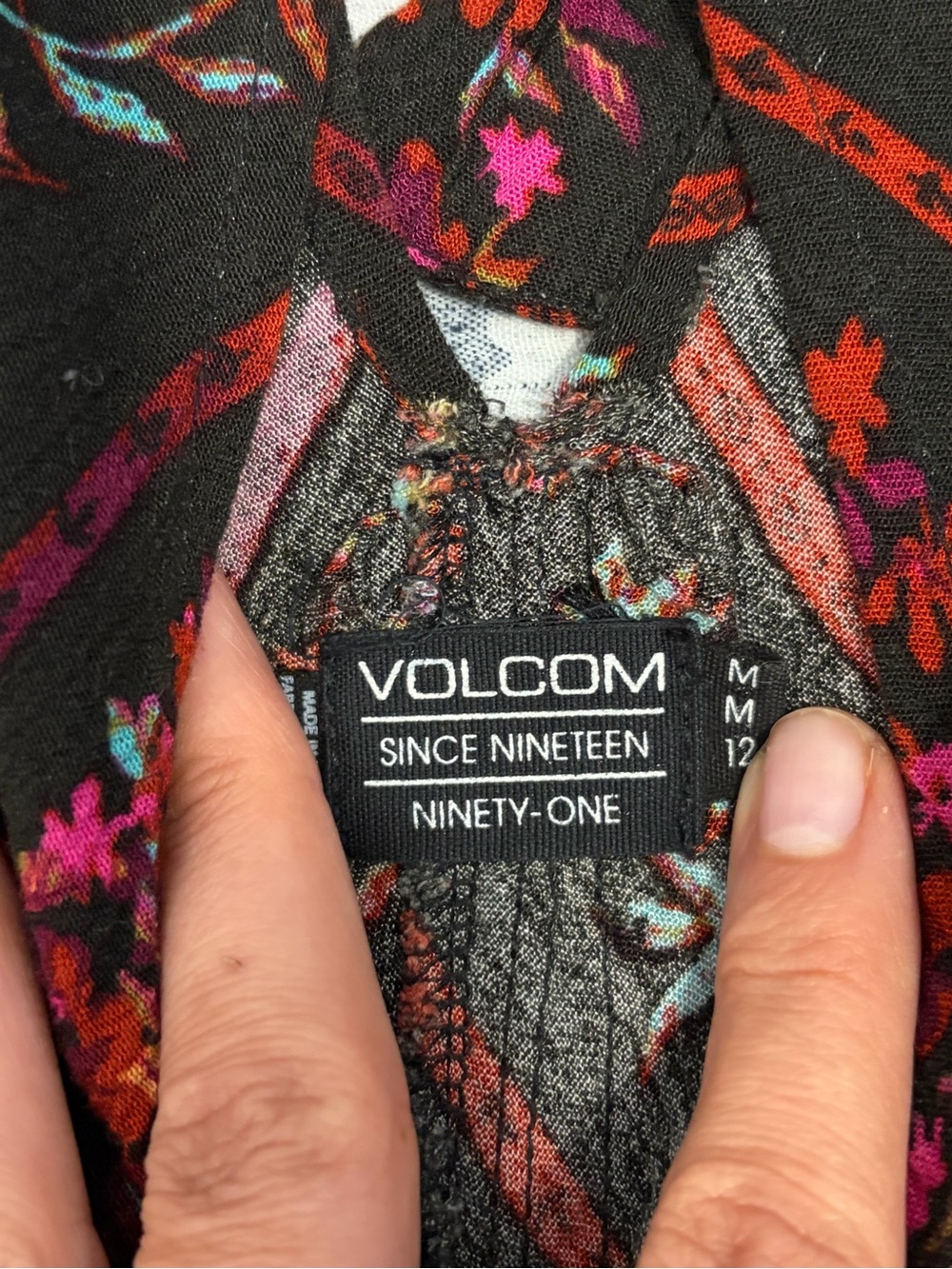 Volcom Black Midi Dress with Red Floral Stripes - Picture 7 of 11